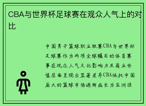 CBA与世界杯足球赛在观众人气上的对比